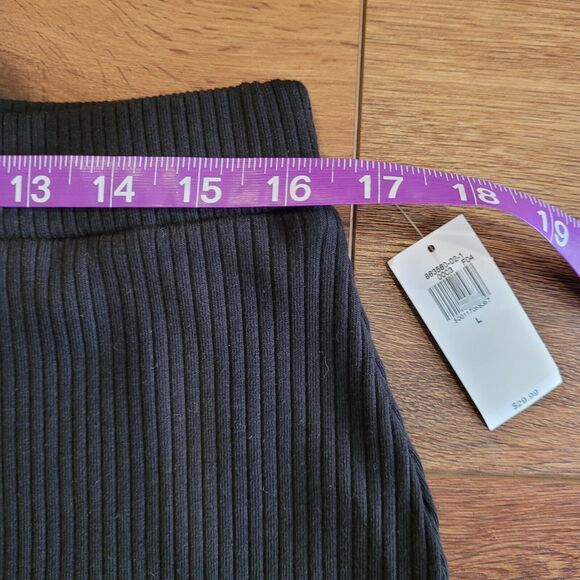 Old Navy Rib Knit Midi Skirt Large Black Fitted Pencil Side Slit Pull On NEW TAG - Picture 13 of 14